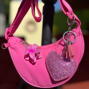 Pink Women's Mini Satchel Crossbody Bag.  ALL accessories included!